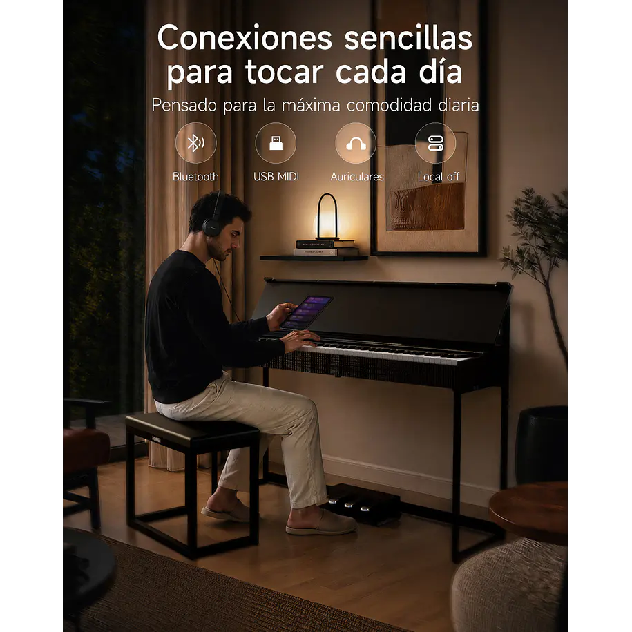 Donner OURA S300 Piano Digital 88 Teclas Acción de Martillo Graduada con Mueble y Bluetooth EC7135 4