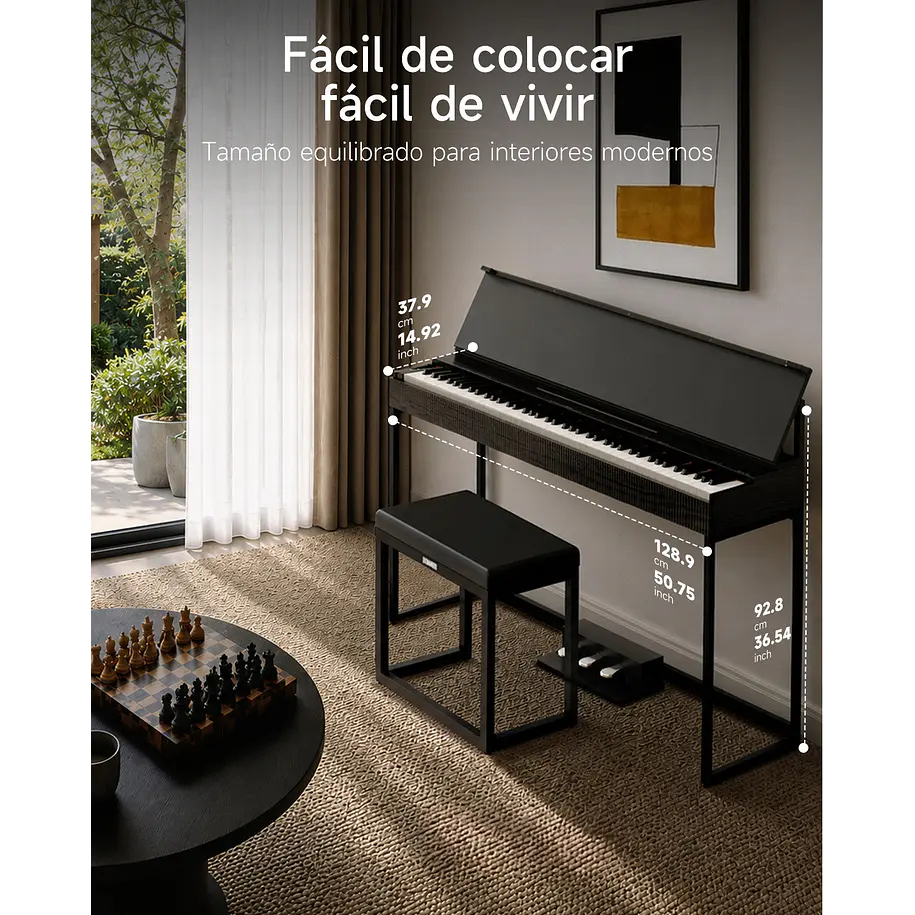 Donner OURA S300 Piano Digital 88 Teclas Acción de Martillo Graduada con Mueble y Bluetooth EC7135 5
