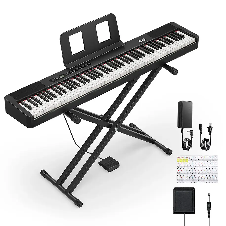 Donner DEP-20 Lite Kit Piano Digital 88 Teclas Acción de Martillo con Soporte X y Pedal EC6870 1