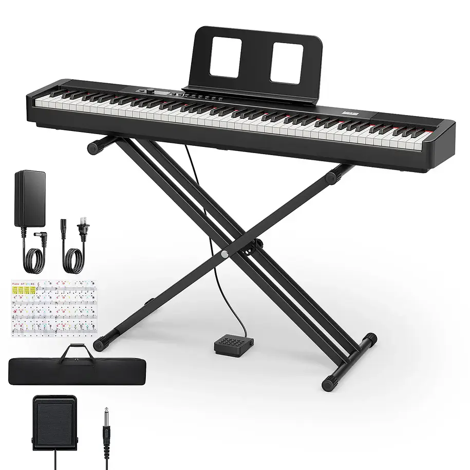 Donner DEP-20 Lite Kit Piano Digital 88 Teclas Acción de Martillo con Soporte X y Pedal EC6870 2