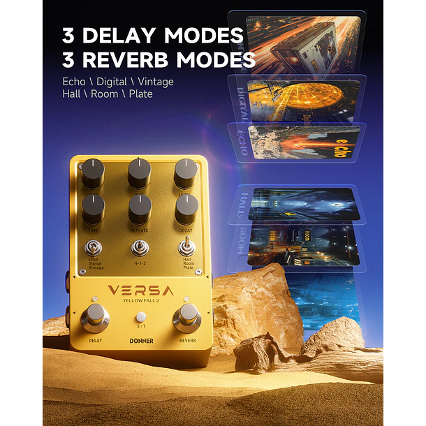 Donner VERSA Yellow Fall II Pedal Delay y Reverb Estéreo con 9 Combinaciones EC6926 2