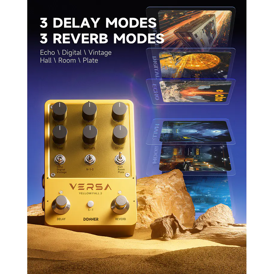 Donner VERSA Yellow Fall II Pedal Delay y Reverb Estéreo con 9 Combinaciones EC6926 2