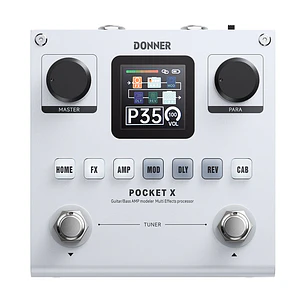 Donner Pocket X Procesador Multiefectos Portátil para Guitarra y Bajo con Batería Recargable EC7031