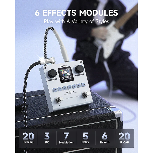Donner Pocket X Procesador Multiefectos Portátil para Guitarra y Bajo con Batería Recargable EC7031 4