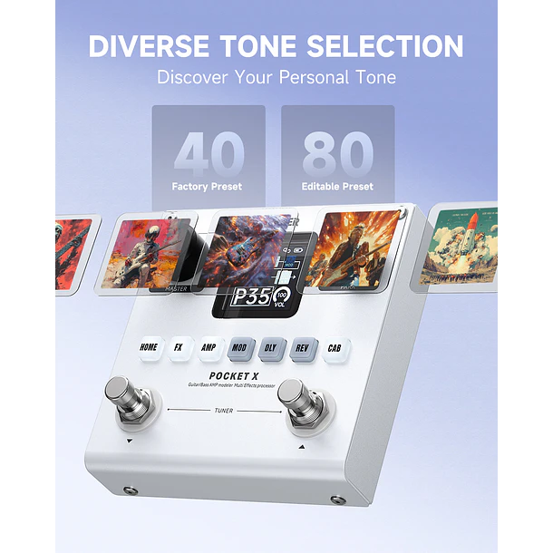 Donner Pocket X Procesador Multiefectos Portátil para Guitarra y Bajo con Batería Recargable EC7031 5