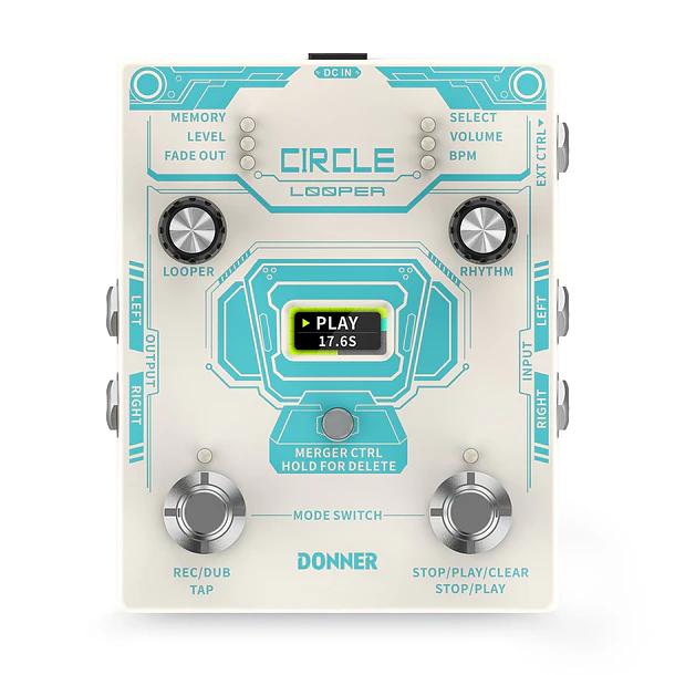 Donner Circle Looper Pedal Looper con Caja de Ritmos y 160 Minutos de Grabación EC1289 1