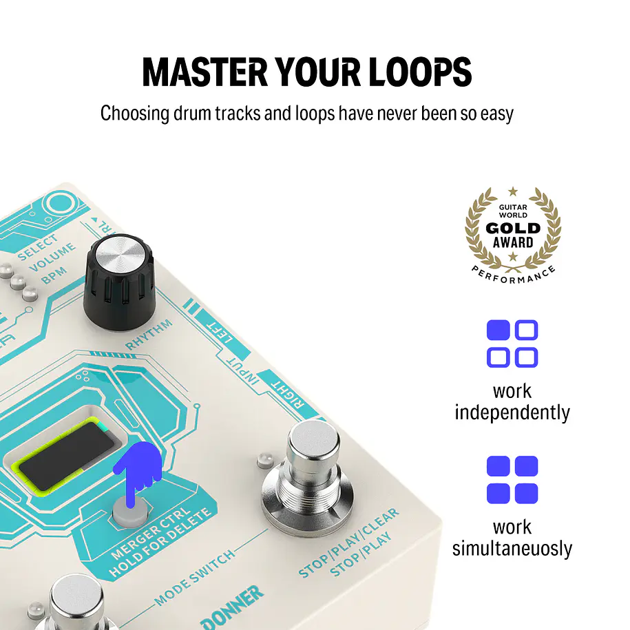 Donner Circle Looper Pedal Looper con Caja de Ritmos y 160 Minutos de Grabación EC1289 3