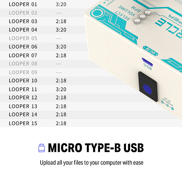 Donner Circle Looper Pedal Looper con Caja de Ritmos y 160 Minutos de Grabación EC1289 4