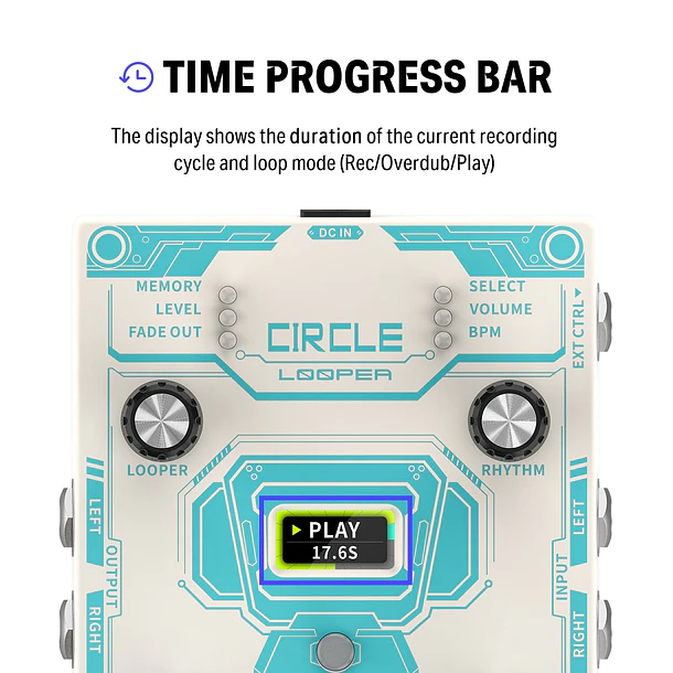 Donner Circle Looper Pedal Looper con Caja de Ritmos y 160 Minutos de Grabación EC1289 6