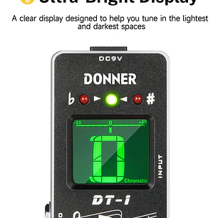 Donner DT-1 Pedal Afinador Cromático True Bypass con Pantalla LED EC772