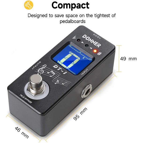 Donner DT-1 Pedal Afinador Cromático True Bypass con Pantalla LED EC772 4