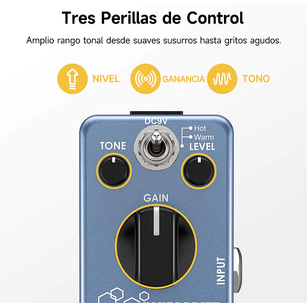Donner Blues Drive Pedal Overdrive con Modos Hot y Warm EC743 2