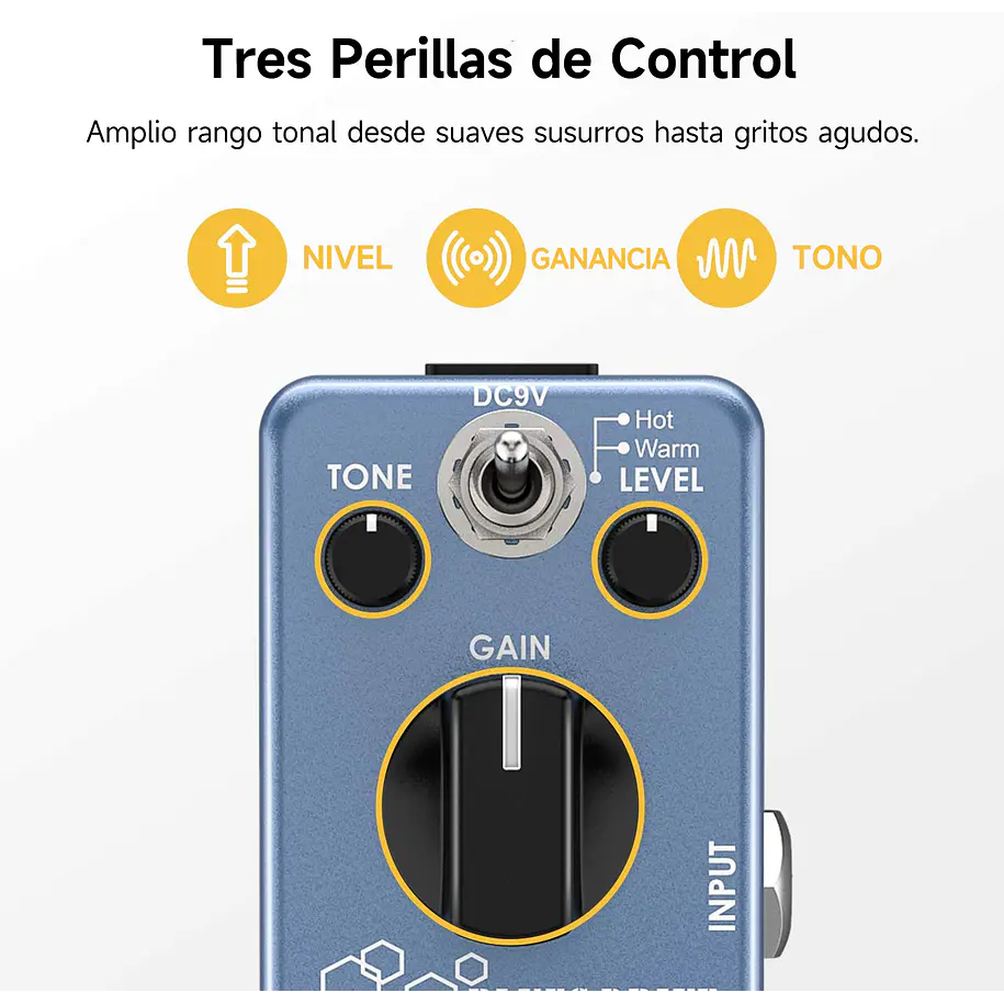 Donner Blues Drive Pedal Overdrive con Modos Hot y Warm EC743 2