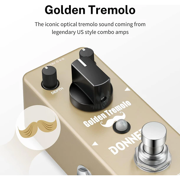Donner Golden Tremolo Pedal Trémolo Análogo para Guitarra y Bajo EC887 2