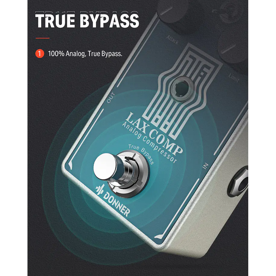 Donner Lax Comp Pedal Compresor Estilo Peak Limiter EC1332 7