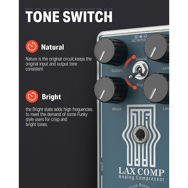 Donner Lax Comp Pedal Compresor Estilo Peak Limiter EC1332 9