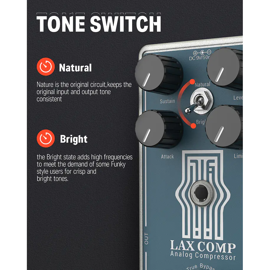 Donner Lax Comp Pedal Compresor Estilo Peak Limiter EC1332 9