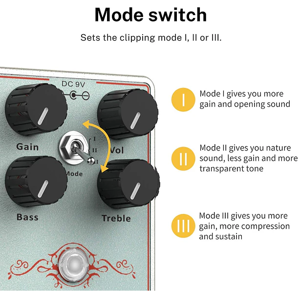 Donner Dumbal Drive Pedal Overdrive Estilo Dumble con 3 Modos EC1329 2