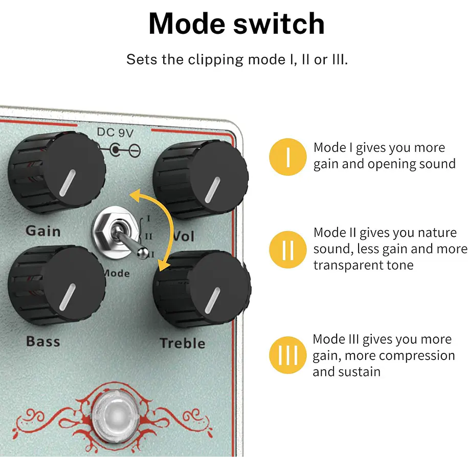 Donner Dumbal Drive Pedal Overdrive Estilo Dumble con 3 Modos EC1329 2