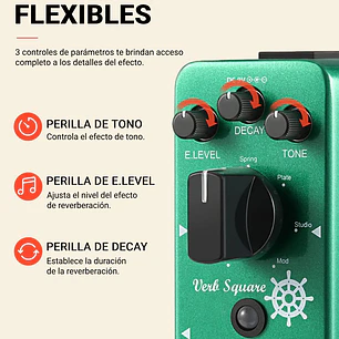 Donner Verb Square Pedal Reverb Digital con 7 Modos EC965