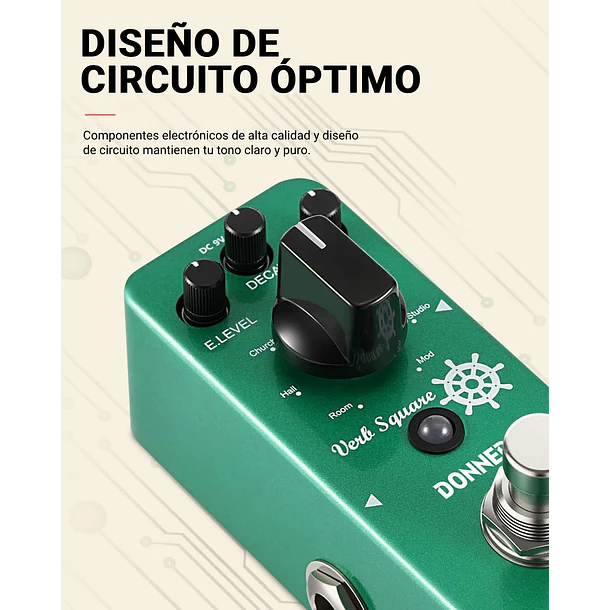 Donner Verb Square Pedal Reverb Digital con 7 Modos EC965 3