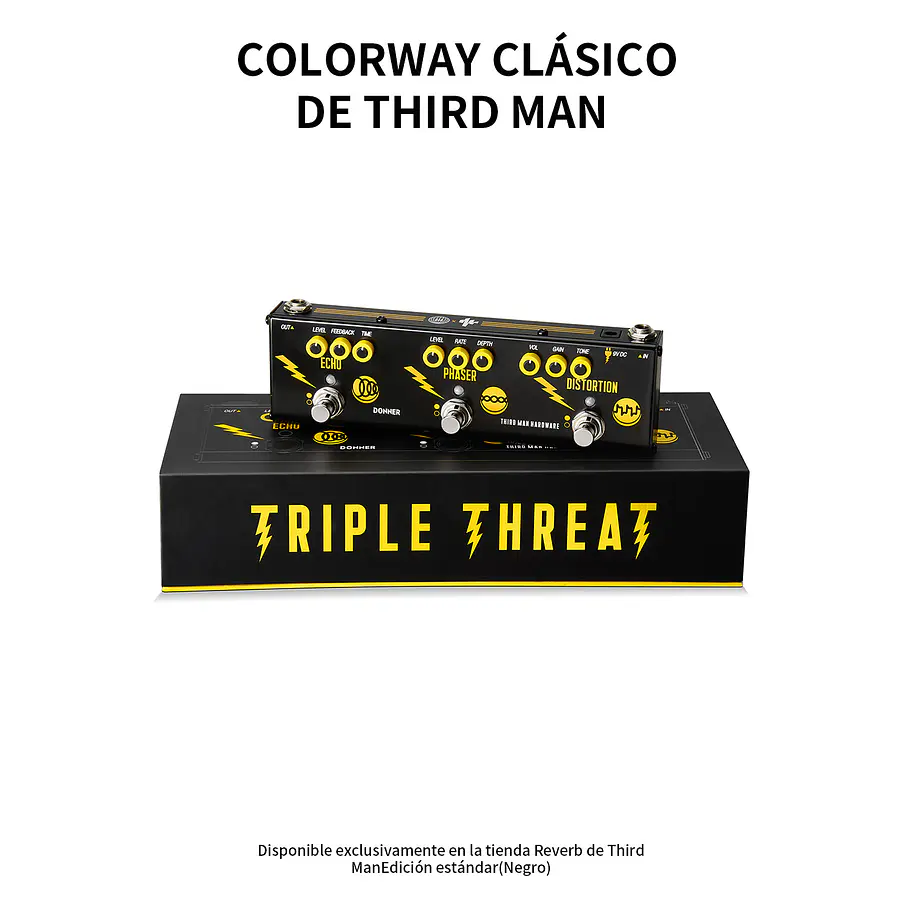 Donner Triple Threat Pedal Multiefectos Análogo 3 en 1 Overdrive Phaser y Delay EC7018 2