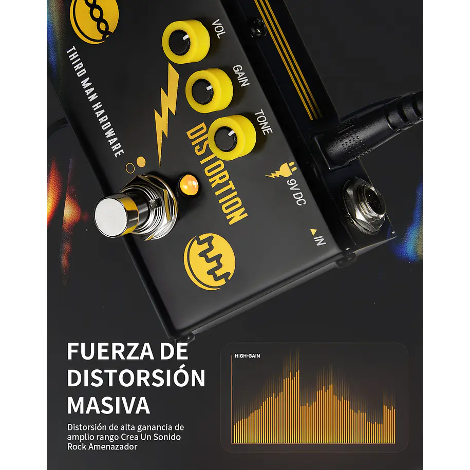 Donner Triple Threat Pedal Multiefectos Análogo 3 en 1 Overdrive Phaser y Delay EC7018 3