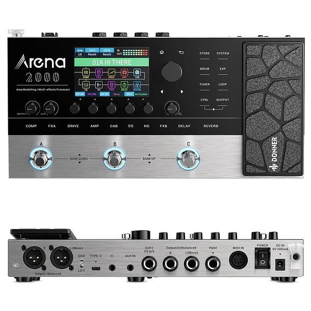 Donner Arena 2000 Pedalera Multiefectos y Modelador de Amplificadores con Pantalla a Color EC1790 3