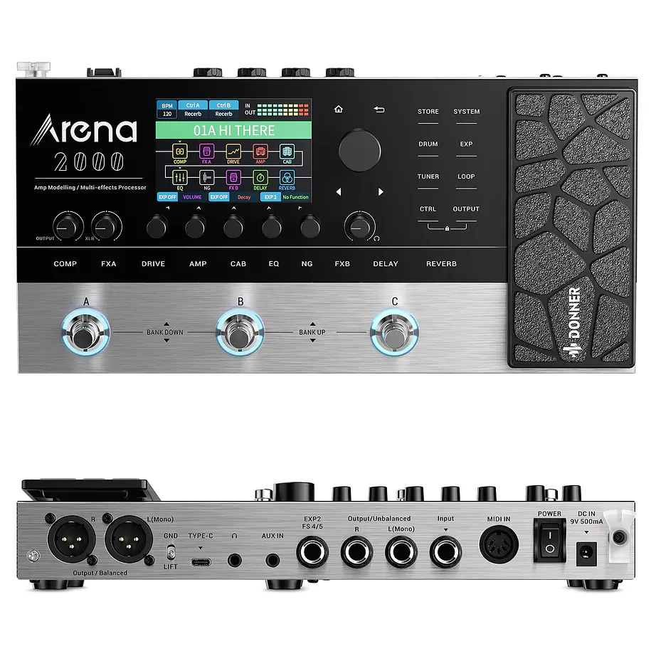 Donner Arena 2000 Pedalera Multiefectos y Modelador de Amplificadores con Pantalla a Color EC1790 3