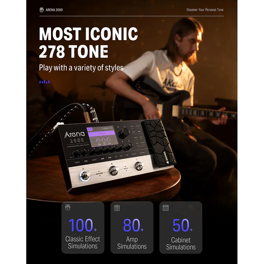 Donner Arena 2000 Pedalera Multiefectos y Modelador de Amplificadores con Pantalla a Color EC1790 4