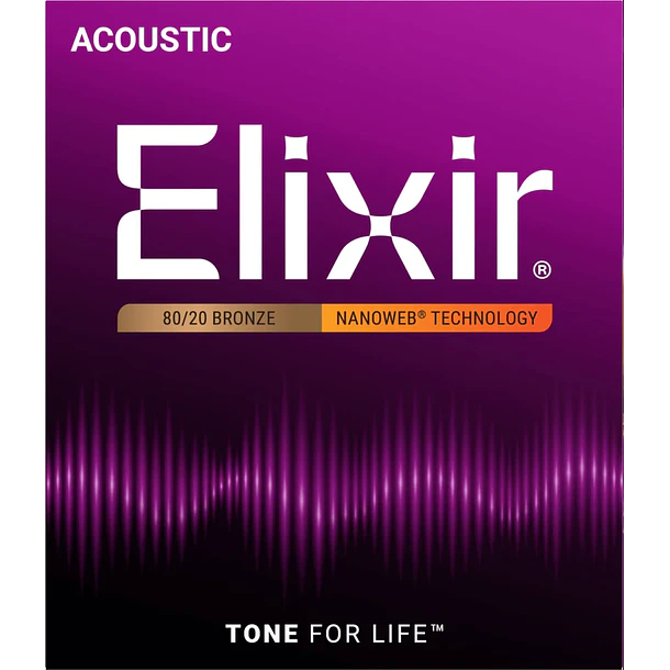 Elixir 11002 Cuerdas Para Guitarra Acústica Bronce 80/20 Nanoweb Extra Light 10-47 3