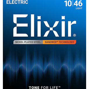 Elixir 12052 Cuerdas Para Guitarra Eléctrica Níquel Nanoweb Light 10-46