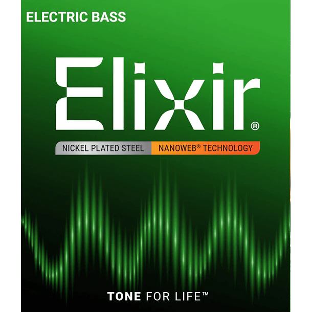 Elixir 14077 Cuerdas Para Bajo de 4 Cuerdas Níquel Nanoweb Light/Medium 45-105 3