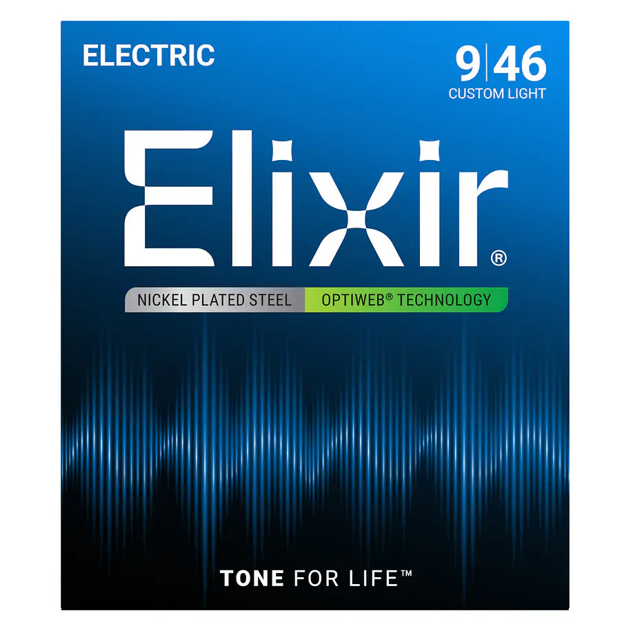 Elixir 19027 Cuerdas Para Guitarra Eléctrica Níquel Optiweb Custom Light 09-46 1