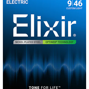 Elixir 19027 Cuerdas Para Guitarra Eléctrica Níquel Optiweb Custom Light 09-46
