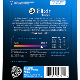 Elixir 19027 Cuerdas Para Guitarra Eléctrica Níquel Optiweb Custom Light 09-46