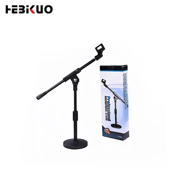 Hebikuo M210 Atril de Sobremesa Para Micrófono Con Brazo Boom y Base Redonda 3