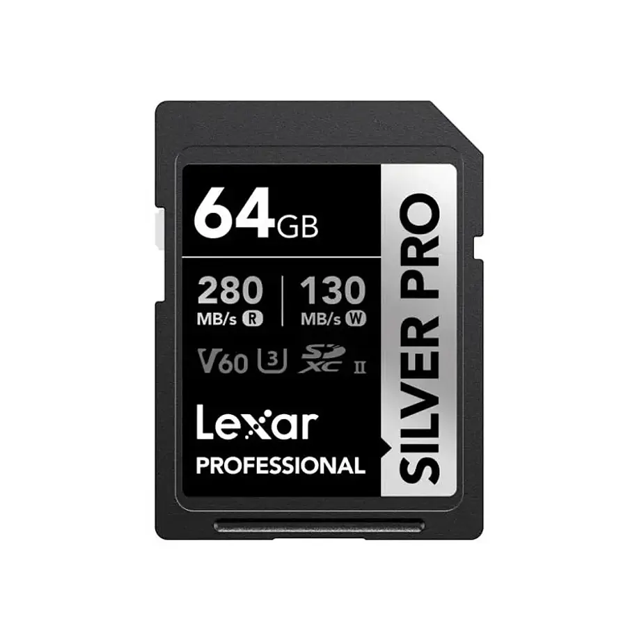 Lexar 64GB Silver Pro SDXC UHS-II V60 280/130mb 1