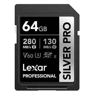 Lexar 64GB Silver Pro SDXC UHS-II V60 280/130mb