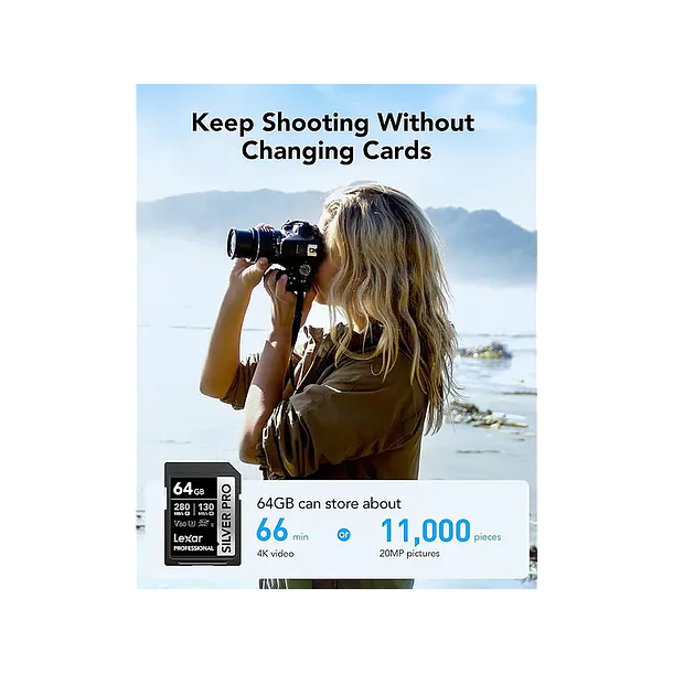 Lexar 64GB Silver Pro SDXC UHS-II V60 280/130mb 2