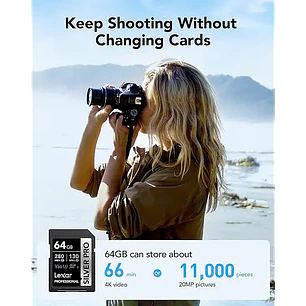 Lexar 64GB Silver Pro SDXC UHS-II V60 280/130mb