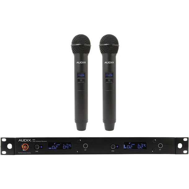 Audix AP42 OM2 Sistema Inalámbrico Dual Con Dos Micrófonos de Mano H60/OM2 Banda A 522-554 MHz 1