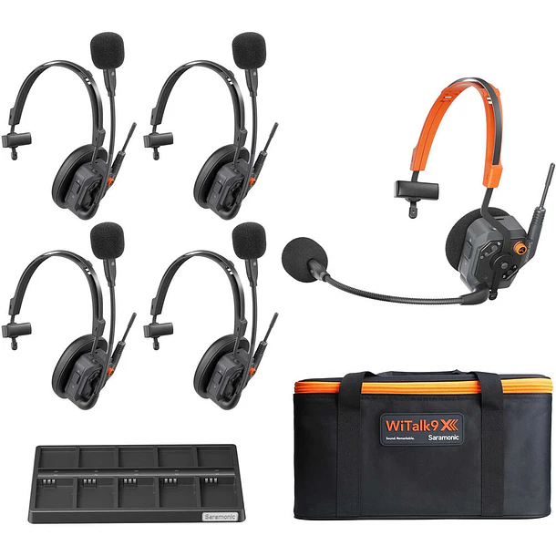 Saramonic WiTalk9X-5S Sistema Intercomunicador Inalámbrico Full-Duplex 1.9 GHz Para 5 Personas con Cancelación de Ruido IA 1