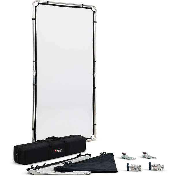 Manfrotto MLLC1201K Kit Pro Scrim All-in-One Mediano 1.1 x 2 m Con 3 Telas Negra, Plata/Blanco y Difusor 1