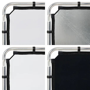 Manfrotto MLLC1201K Kit Pro Scrim All-in-One Mediano 1.1 x 2 m Con 3 Telas Negra, Plata/Blanco y Difusor