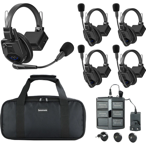 Saramonic WiTalk9 SE-5S Sistema Intercomunicador Inalámbrico Full-Duplex 2.4 GHz Para 5 Personas Sin Hub 24 Horas de Batería 1