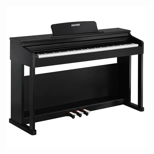 Donner DDP-100 Piano Digital Vertical 88 Teclas Contrapesadas con Mueble Negro, Pedales y Tapa Deslizante EC3013 1