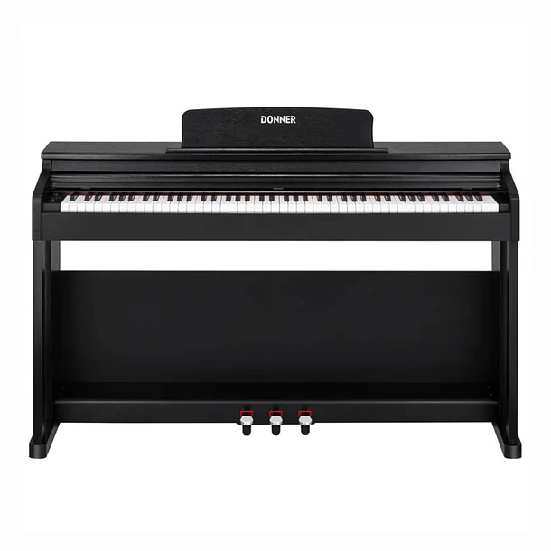 Donner DDP-100 Piano Digital Vertical 88 Teclas Contrapesadas con Mueble Negro, Pedales y Tapa Deslizante EC3013 2