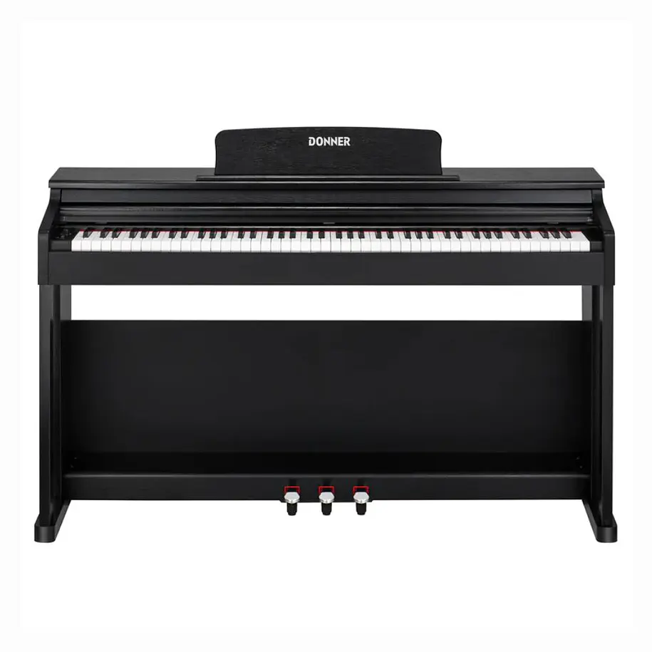 Donner DDP-100 Piano Digital Vertical 88 Teclas Contrapesadas con Mueble Negro, Pedales y Tapa Deslizante EC3013 2