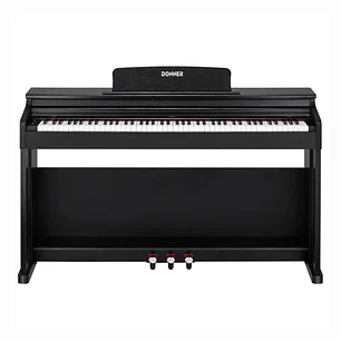 Donner DDP-100 Piano Digital Vertical 88 Teclas Contrapesadas con Mueble Negro, Pedales y Tapa Deslizante EC3013